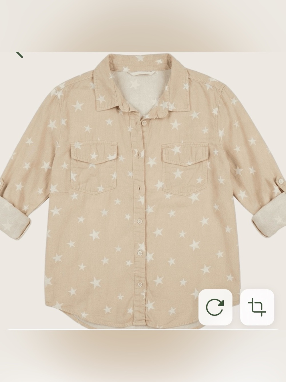 Billy T Star-Print Beige Button-Up Shirt